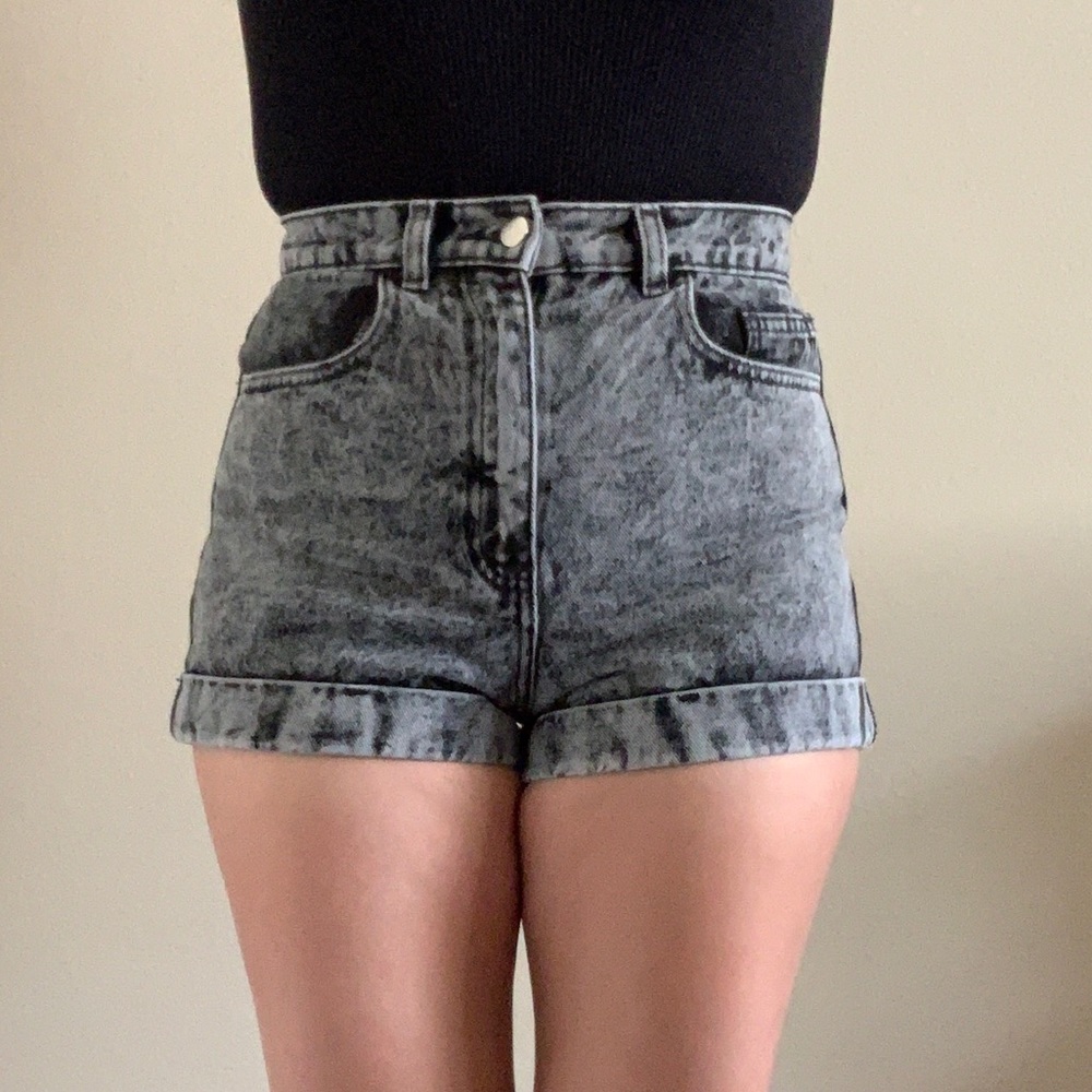 American Apparel High Waisted Black Acid Wash